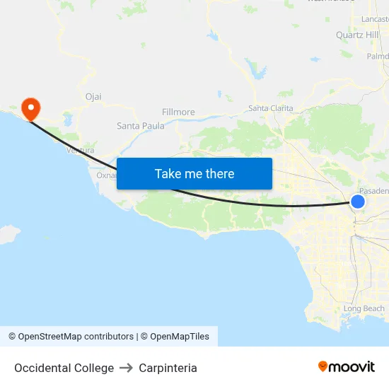 Occidental College to Carpinteria map