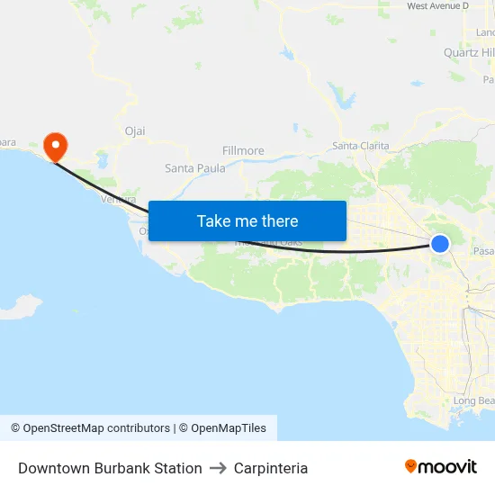 Downtown Burbank Station to Carpinteria map