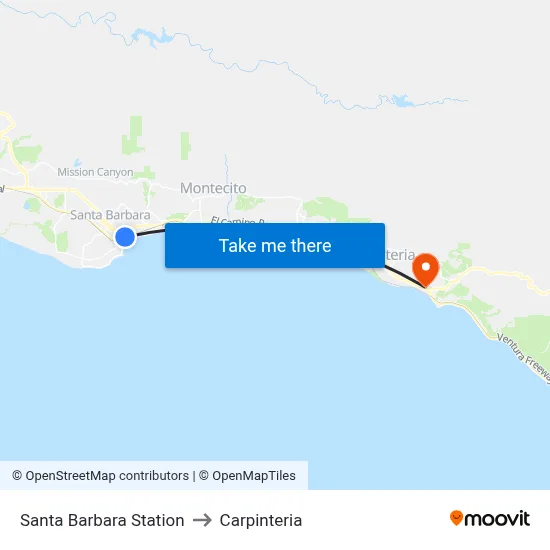 Santa Barbara Station to Carpinteria map