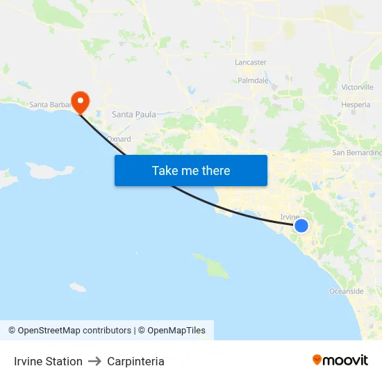 Irvine Station to Carpinteria map