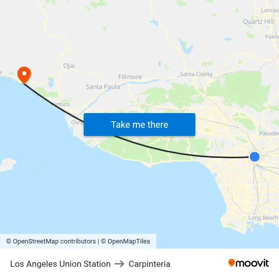 Los Angeles Union Station to Carpinteria map