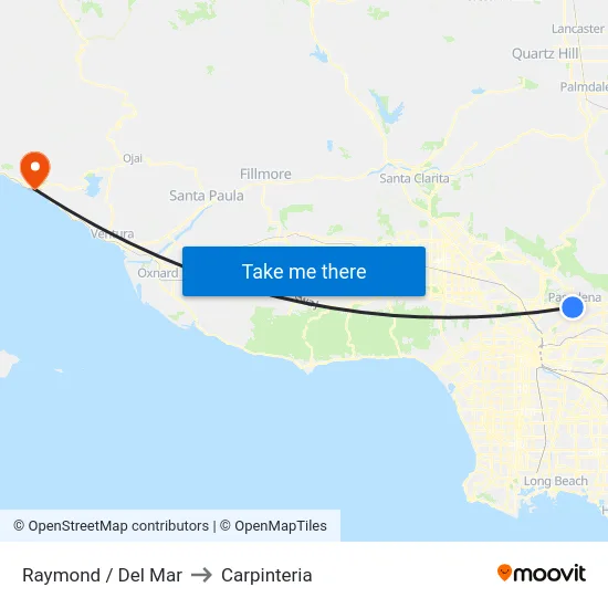 Raymond / Del Mar to Carpinteria map