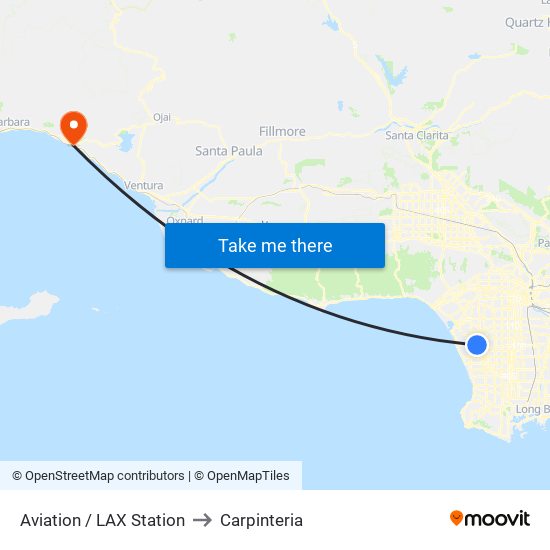 Aviation / LAX Station to Carpinteria map
