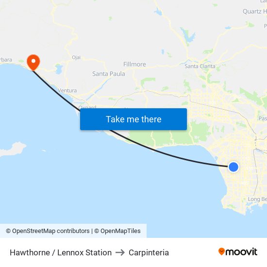 Hawthorne / Lennox Station to Carpinteria map