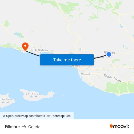 Fillmore to Goleta map