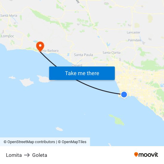 Lomita to Goleta map