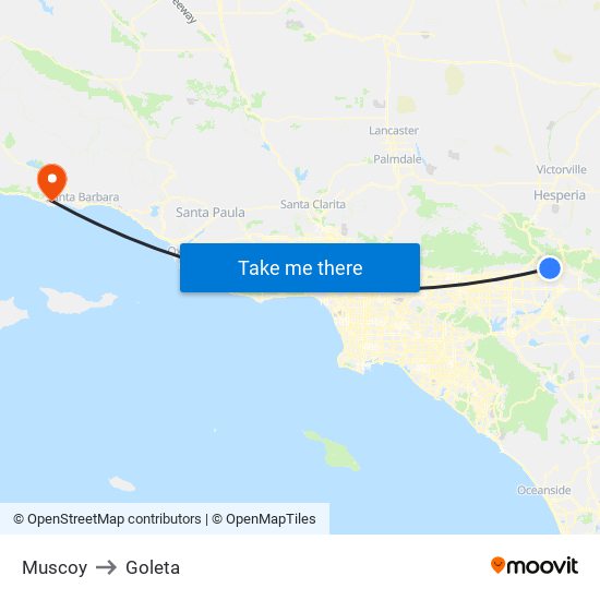 Muscoy to Goleta map
