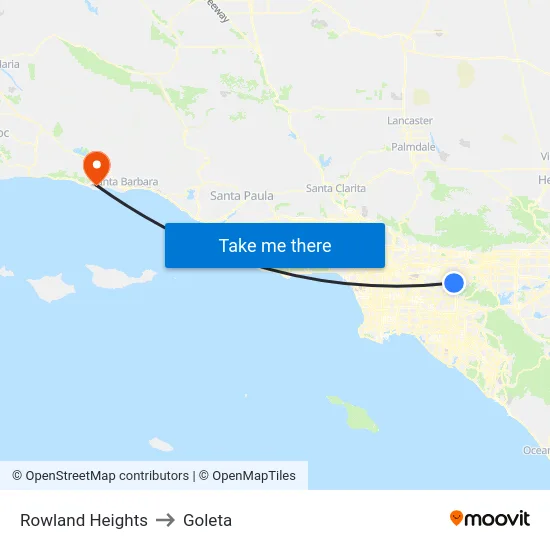 Rowland Heights to Goleta map