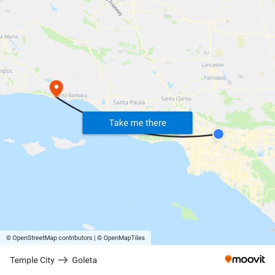Temple City to Goleta map