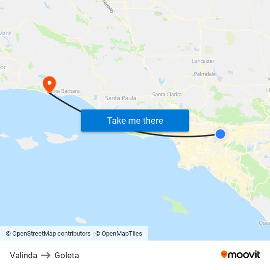 Valinda to Goleta map