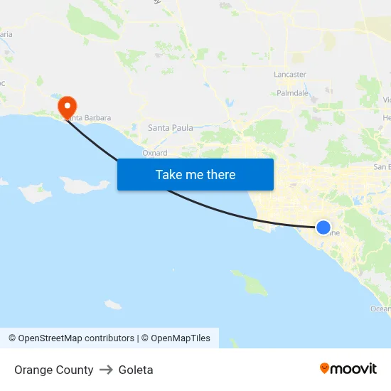 Orange County to Goleta map