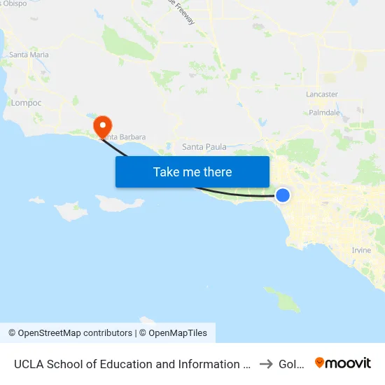 UCLA School of Education and Information Studies to Goleta map