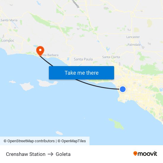 Crenshaw Station to Goleta map