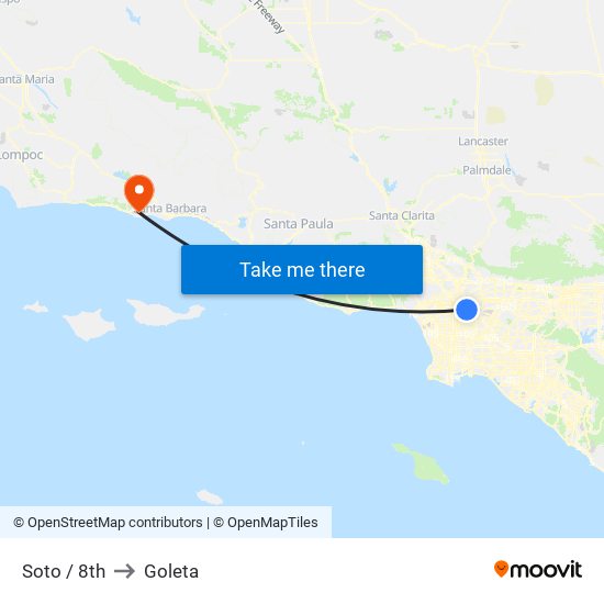 Soto / 8th to Goleta map