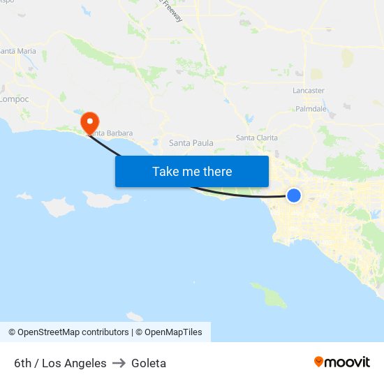 6th / Los Angeles to Goleta map