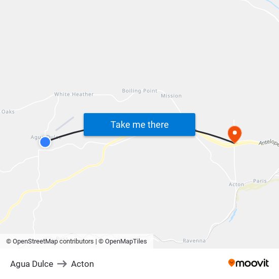 Agua Dulce to Acton map