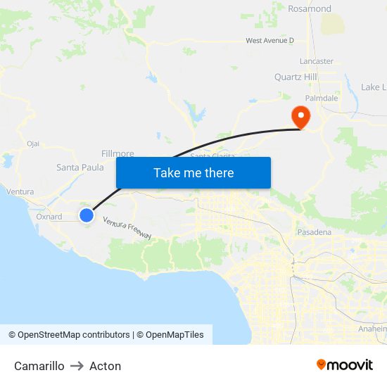 Camarillo to Acton map