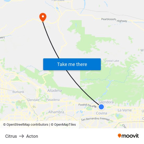 Citrus to Acton map