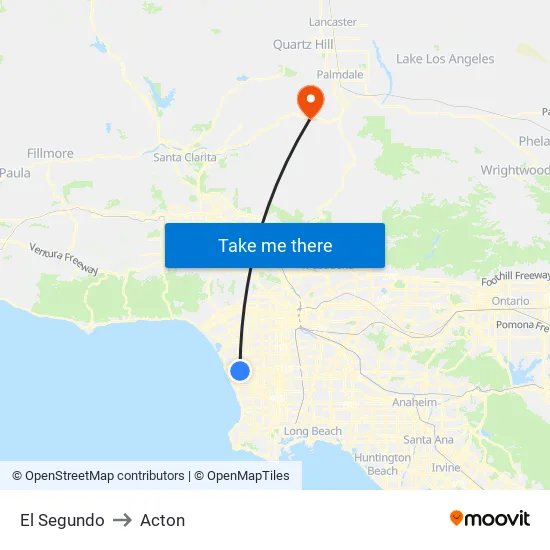 El Segundo to Acton map