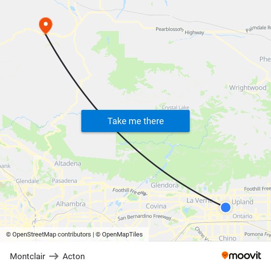 Montclair to Acton map