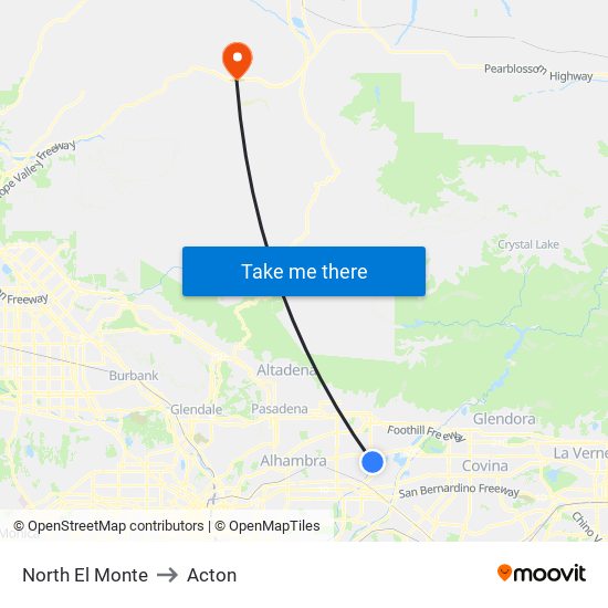 North El Monte to Acton map