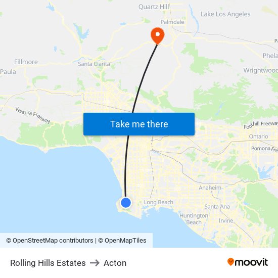 Rolling Hills Estates to Acton map