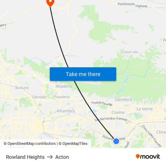 Rowland Heights to Acton map