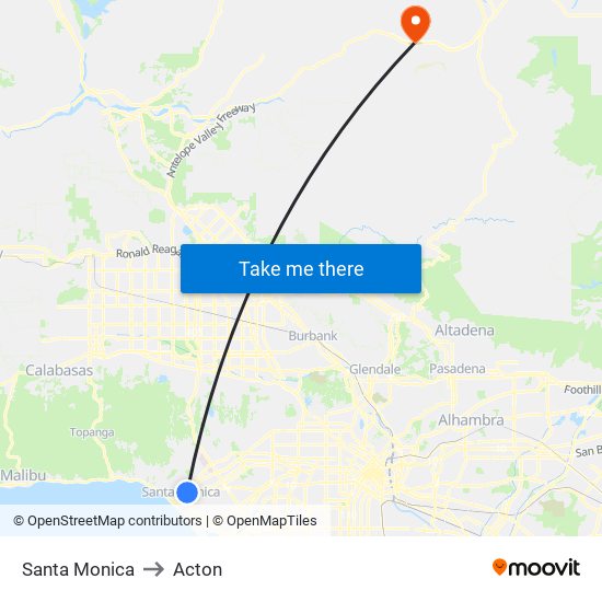 Santa Monica to Acton map