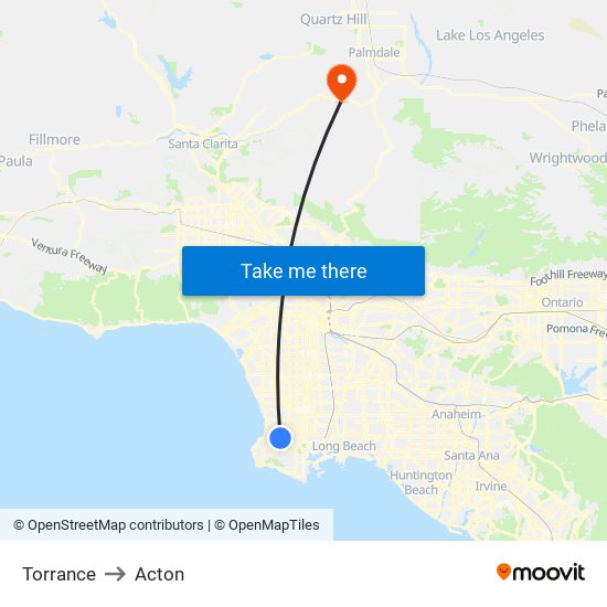 Torrance to Acton map