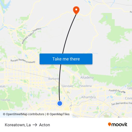 Koreatown, La to Acton map