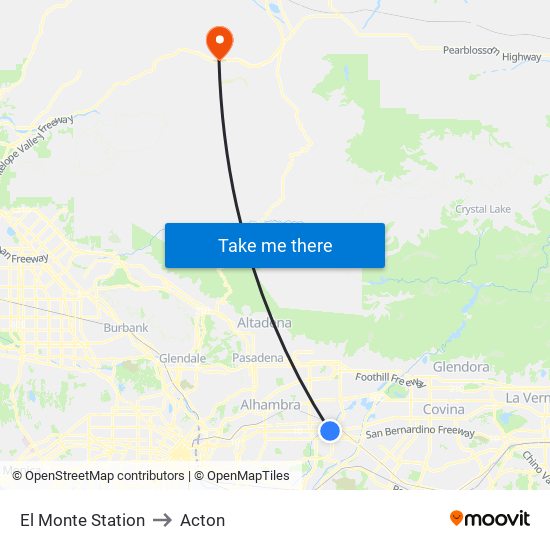 El Monte Station to Acton map