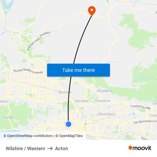 Wilshire / Western to Acton map
