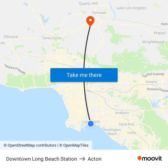 Downtown Long Beach Station to Acton map