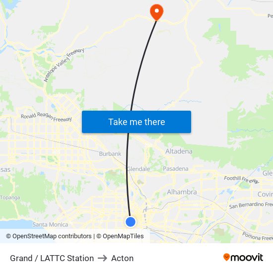 Grand / LATTC Station to Acton map
