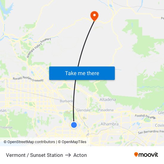 Vermont / Sunset Station to Acton map