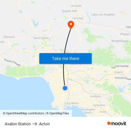 Avalon Station to Acton map