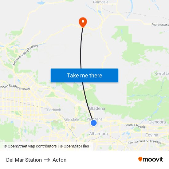 Del Mar Station to Acton map