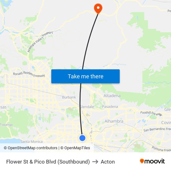 Flower St & Pico Blvd (Southbound) to Acton map