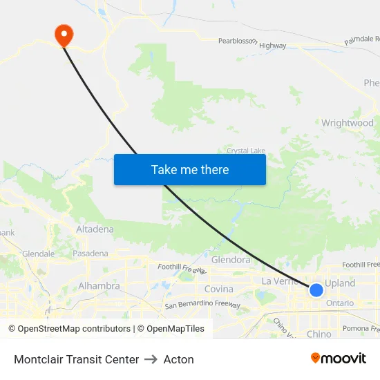 Montclair Transit Center to Acton map