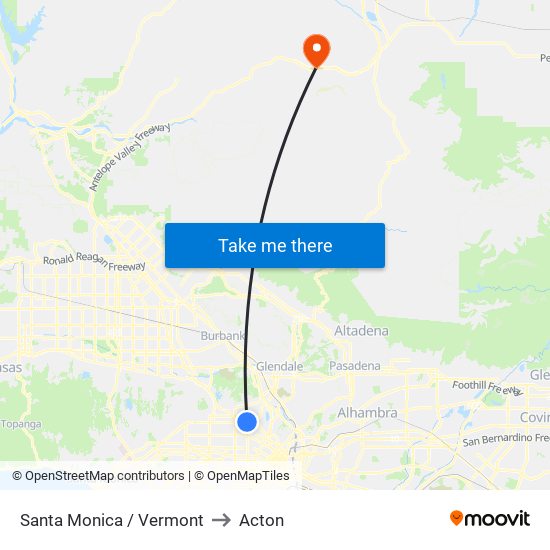 Santa Monica / Vermont to Acton map