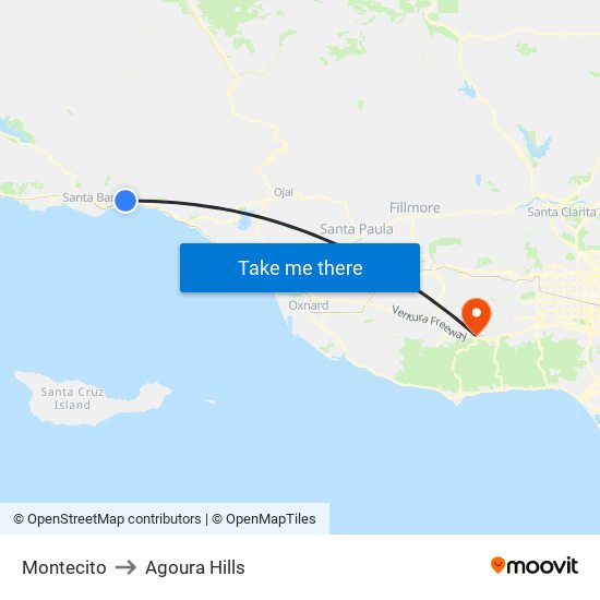 Montecito to Agoura Hills map