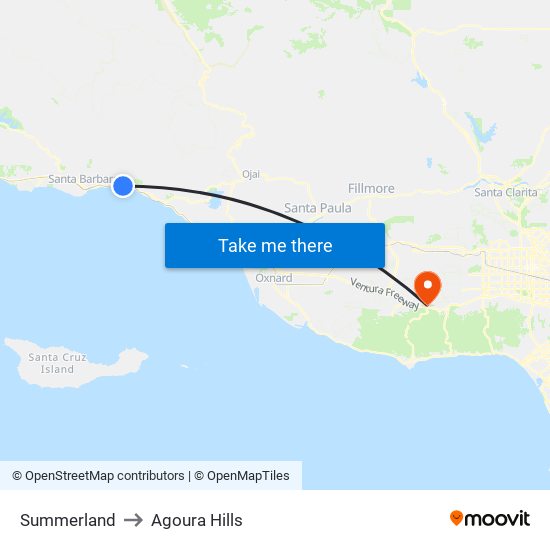 Summerland to Agoura Hills map