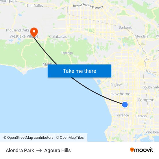 Alondra Park to Agoura Hills map