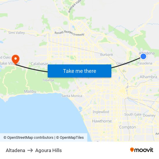 Altadena to Agoura Hills map