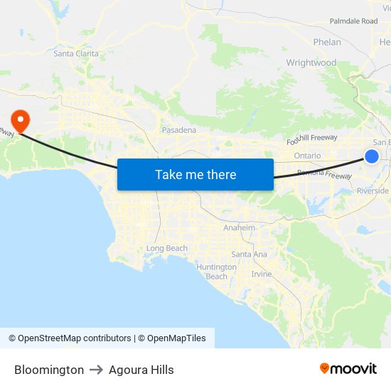 Bloomington to Agoura Hills map