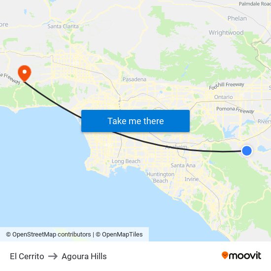 El Cerrito to Agoura Hills map