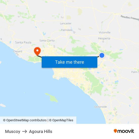 Muscoy to Agoura Hills map