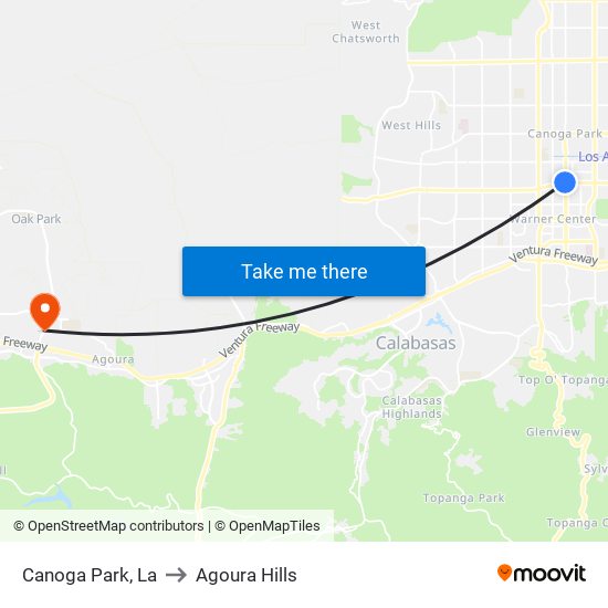 Canoga Park, La to Agoura Hills map