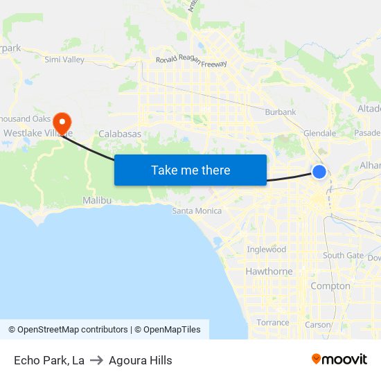 Echo Park, La to Agoura Hills map