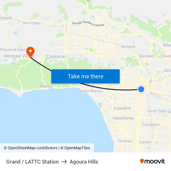 Grand / LATTC Station to Agoura Hills map